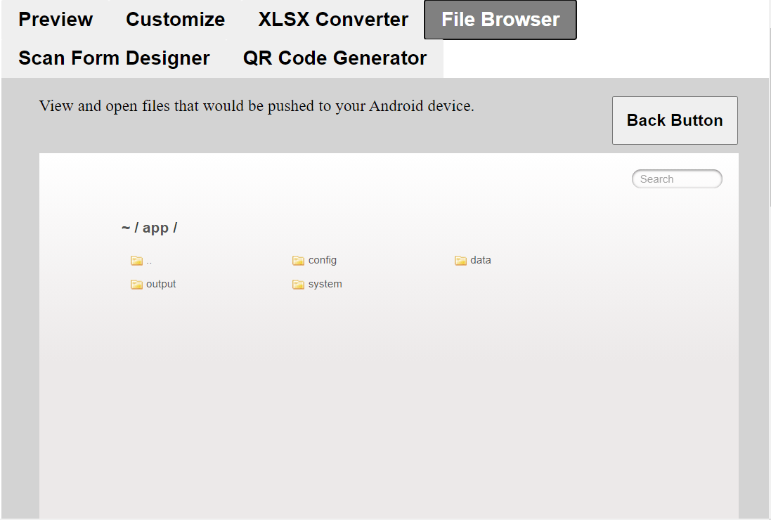 The File Browser tab in the ODK-X Application Designer