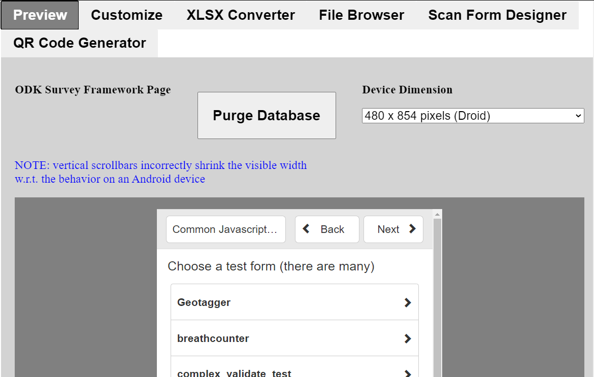 The Preview tab of the Application Designer rendered in a Chrome web browser.