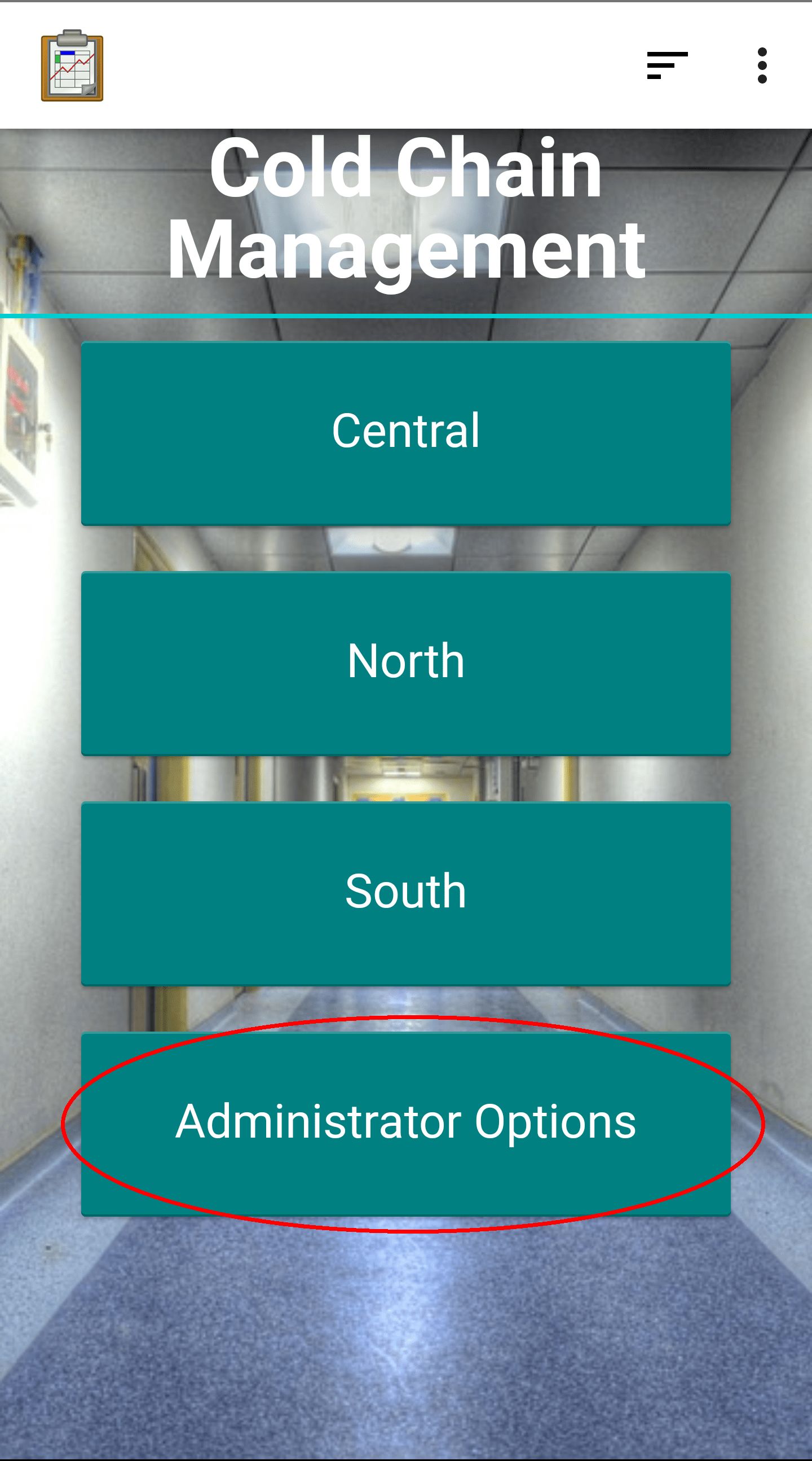 Main Menu with Administrator Option