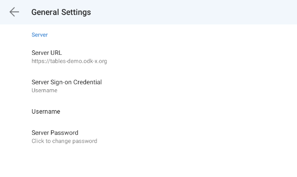 Services Server Settings Menu