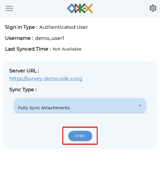 Syncing from the demo server