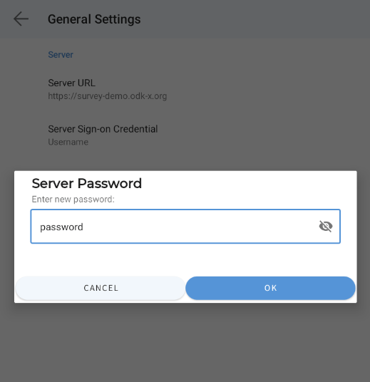 Password settings