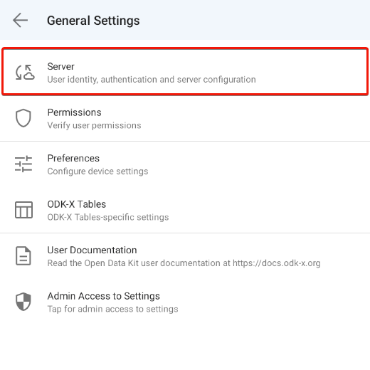 Server Settings Button