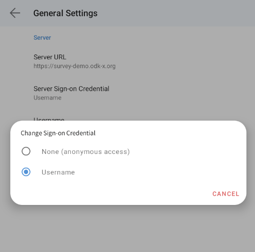 Server Sign-on Credential