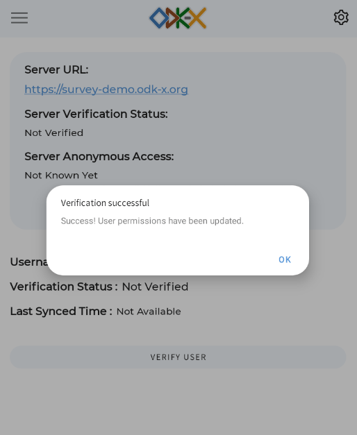 Successful authentication