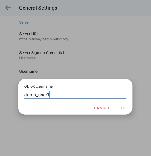 Username settings