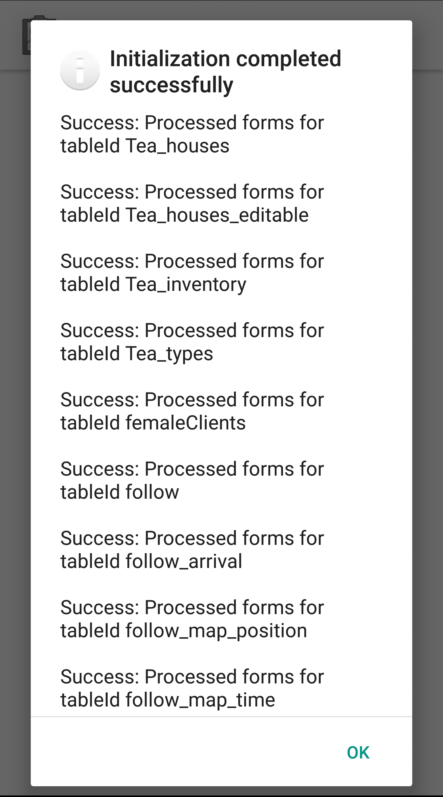 Tables Update Configuration